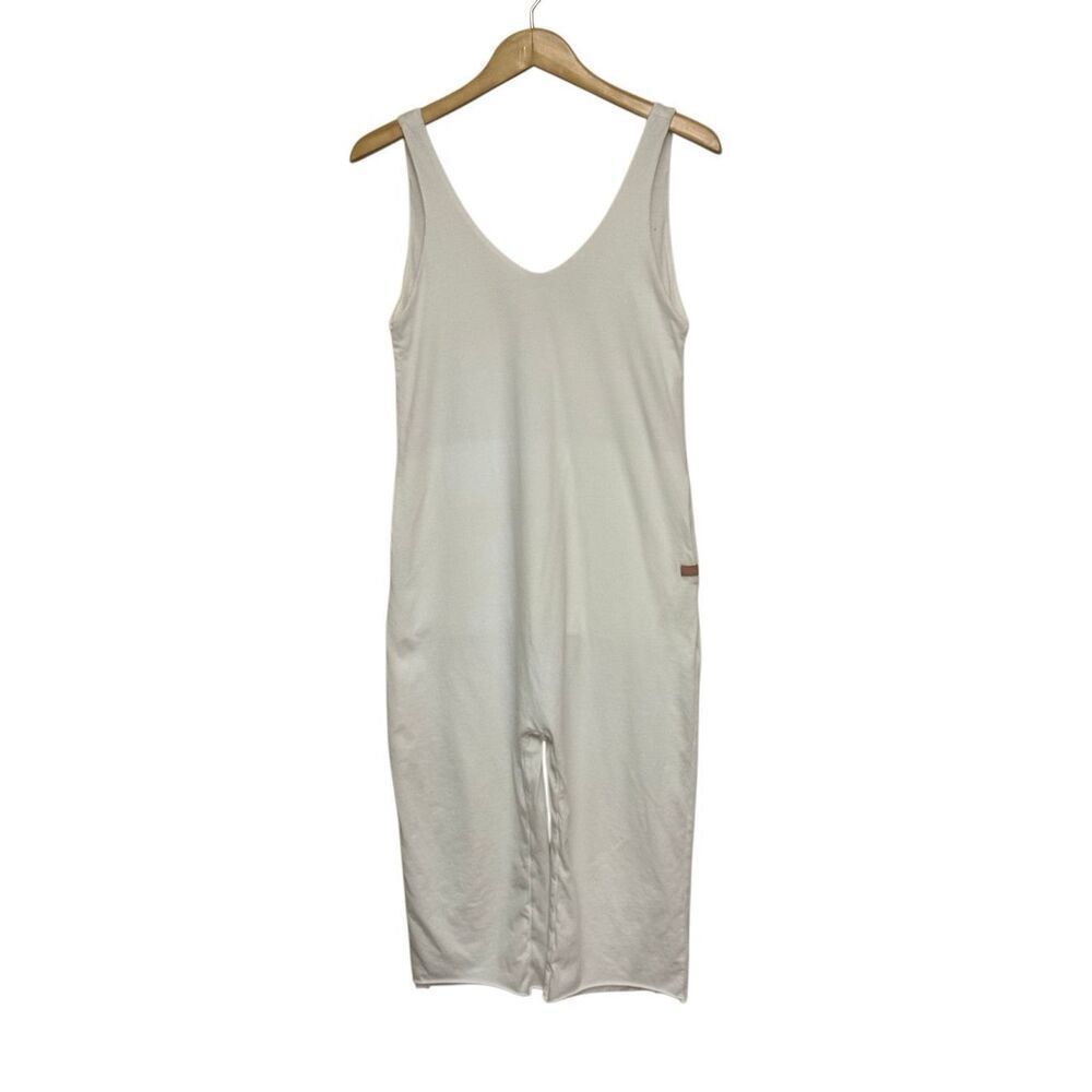 Lunya Wide Leg V Neck Cotton  Jumpsuit White Lounge XS